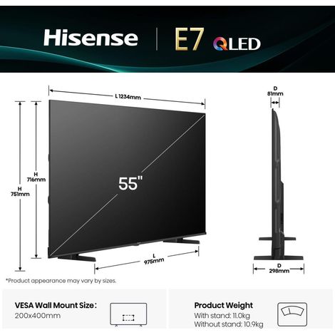 Hisense Smart TV QLED 55 pollici 4K 55E7Q