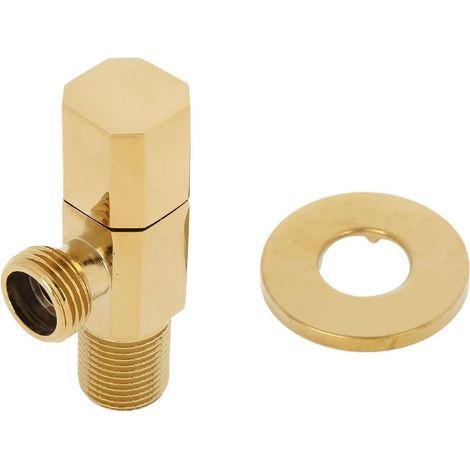 Water Stop Valve, Brass Hot/Cold Water Stop Valve Angle Valve Bathroom Toilet Mixer Tap for Sink Bathroom Toilet Washbasin Kitchen (1/5)