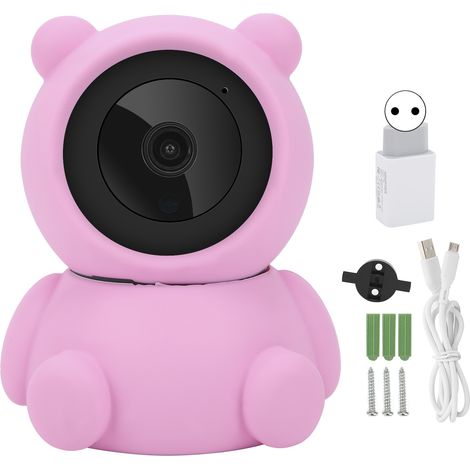 Caméra WiFi PTZ 1080P Rose Ourson, vision nocturne, audio bidirectionnel, surveillance domestique CCTV, prise EU 100-240V (1/5)