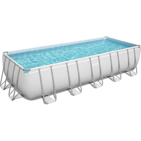 Bestway Piscine hors sol tubulaire rectangulaire Bestway Power Steel 640 x 274 x 132 cm gris clair (1/10)