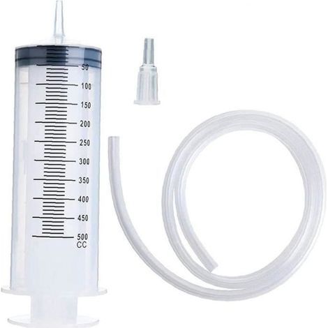 Sanfiyya Tubo siringa grande da 500 ml in plastica con tubo convertitore e tappo per olio, liquidi, colla, esperimenti e applicazioni, 143 (1/4)