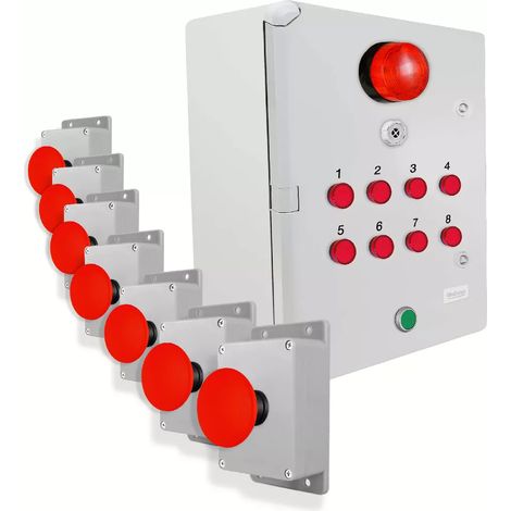 Système identification alerte sans-fil 300m - 7 boutons coup de poing / Sirène / Flash / LEDs / Bouton d'arrêt (DA600+)