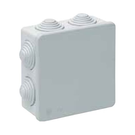 Caja estanca cuadrada de conexión IP55 100x100x45mm con tapa a presión y 7 conos color gris SOLERA 615