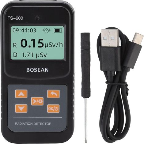 Nuclear Radiation Detector Geiger Counter Portable Tester Geiger Meter, High Sensitivity Nuclear 2 Power Modes Dual Alarm Function for Industry, Black (1/5)