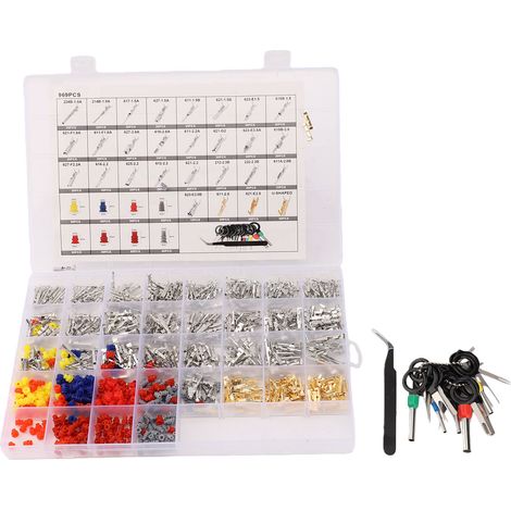 Kit di connettori automobilistici a 969 pin da 1,0/1,5/1,8/2,2/2,3/2,8/3,5 mm, cavo maschio/femmina, kit di attrezzi per la rimozione dei giunti dei cavi per moto e imbarcazioni. (1/5)