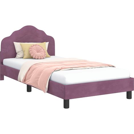 Cama para niños con cabecero Morado 80 x 200 cm Terciopelo vidaXL