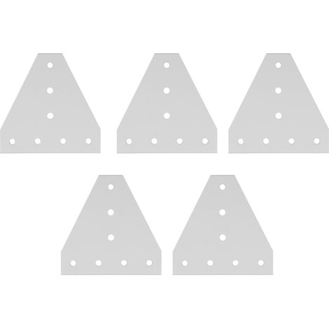 5Plaques de renfort d'assemblage argent blanc, 7 trous, alliage d'aluminium oxydé, jeu de 5 pièces pour profilé 4040T (1/5)