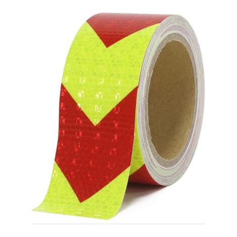 QORVA-Ruban Réfléchissant Jaune et Rouge 10m x 5cm - Réflecteur Imperméable Auto-adhésif de Sécurité - Bande d'Avertissement Visible pour Véhicules, Vélos, Voitures