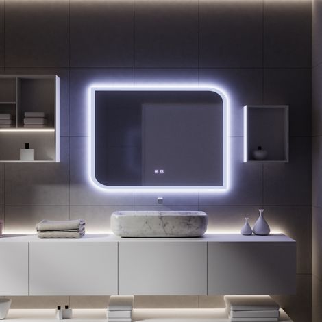 Miroir LED Clarivo Rectangulaire 80x60cm Touch Systeme Desembuage (1/5)