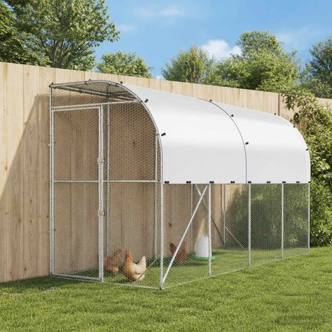 vidaXL Poulailler contre le mur Argenté 600 x 150 x 215 cm (1/5)