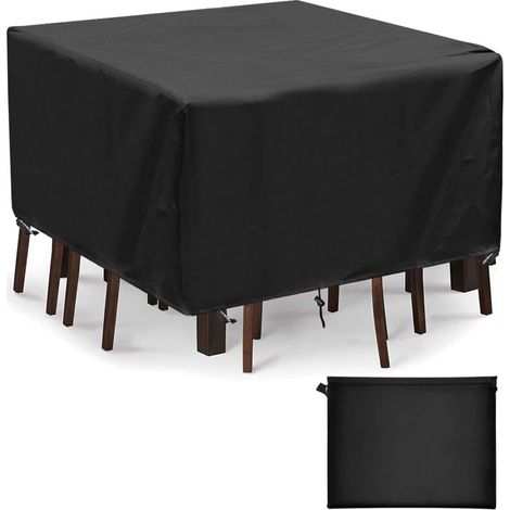 Copertura per tavolo da giardino - Tessuto Oxford 420D - Copertura protettiva per mobili da giardino - Impermeabile, antivento, resistente ai raggi UV - 140x140x90cm (1/4)