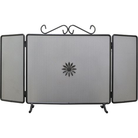 Pare-e'tincelles antique en acier peint avec 3 portes cm 92x42 H pour poele chemine'e