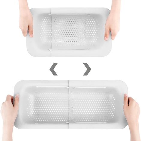 Passoire sur l'évier – Laver les légumes et les fruits, égoutter les pâtes cuites et les plats secs – Extensible – New Home Kitchen Essentials
