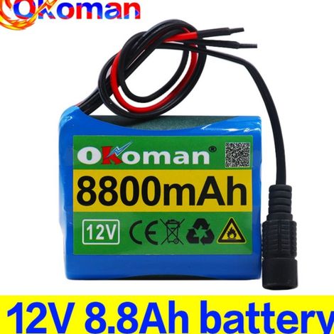 12V 8800mAh 3s 18650 lithium-ion rechargeable battery, used in equipment such as CCTV cameras.