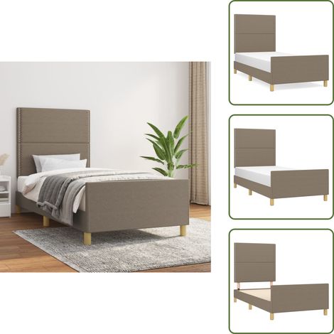 Cama con cabecero - vidaXL Estructura de cama sin colchón tela taupe 90x200 cm - Cama de tela