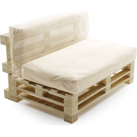 Coussin Palette Déhoussable Imperméable - 120x60 cm Beige Bananair Fabriqué en France