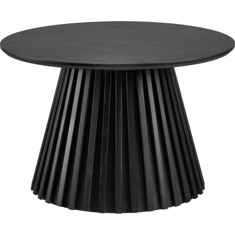 Table basse Ronde Pied Central Relief MDF Placage Chêne noir - DUBLIN