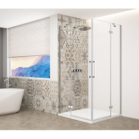 Paravent TRINITY CHROME carré 800x800mm, coin, verre clair (1/4)