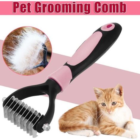 Peigne à nœud ouvert Nettoyage Poils et Cheveux pour Animaux Épilateur Brosse Chien Chat Rose (1/4)