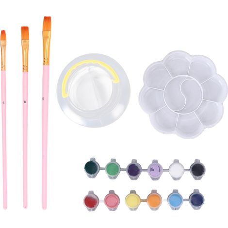Kit de peinture acrylique 12 teintes, outils complets pinceaux macaron faciles à utiliser pour studio maison école d'art (1/5)
