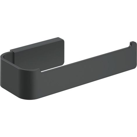 COSMIC NEA Portarrollos de Papel Higiénico Sin Tapa para el Baño de Diseño Cuadrado. Instalación con Tornillería o Adhesivo. Soporte Metálico de Papel para WC de Color Negro Mate