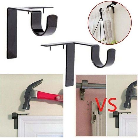 Support de tringle à rideau à suspension simple – Plaque de fer A3 – Capacité de charge 20 lb – Installation rapide sans endommager les murs (1/4)