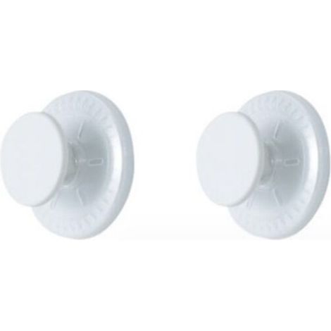 White Round Wall Hooks (Set of 2, 3.3 x 6.4 cm), High Quality Plastic with Strong Suction Cup, Self-Adhesive Wall Hooks for Towels, Bathrobes and Jackets - No Drilling or Screws Required (1/5)