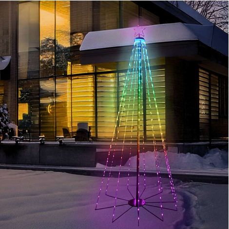 Giocoplast albero 180cm 180led ip44 app-i light fantasy smart rgb, h 180 cm, 180 led, con app e telecomando incluso