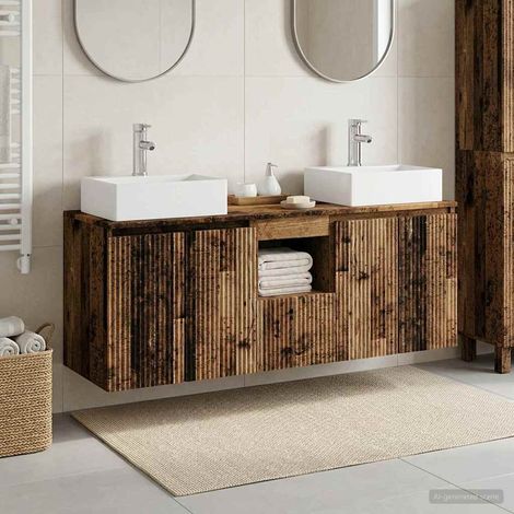 vidaXL Set di Armadi da Bagno 3 pz Legno antico 129 x 41 x 79.5 cm (1/5)