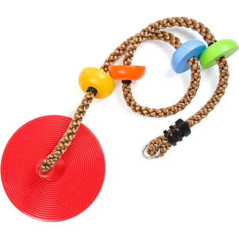 Corde d'escalade pour enfants avec poignées colorées et plateforme rouge – Ensemble complet avec sangle de fixation et crochet de sécurité pour le plaisir en plein air et les habiletés motrices,rouge