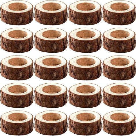 Set of 20 Wooden Tealight Holders for Wedding Parties, Birthdays, and Holidays (1/5)