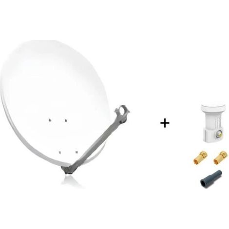 Parabole SATELLITE - HDME - 80cm - Acier blanc - LNB Single 0.1dB - Idéal Astra Eutelsat