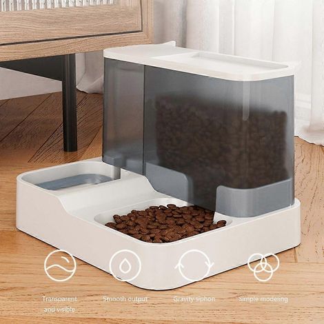 Gamelles mignonnes pour chiens et chats, distributeur automatique 2 en 1 avec fontaine à eau (1/4)