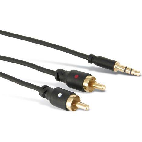 Câble adaptateur audio S-IMPULS, Jack/RCA, 1,5 m, noir