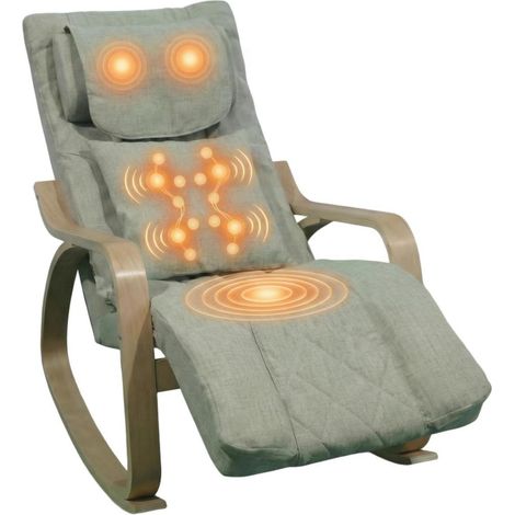 Massageschaukelstuhl mit Wärmefunktion, 3-Zonen-Massage, verstellbar, bis 150kg, Beige (1/5)