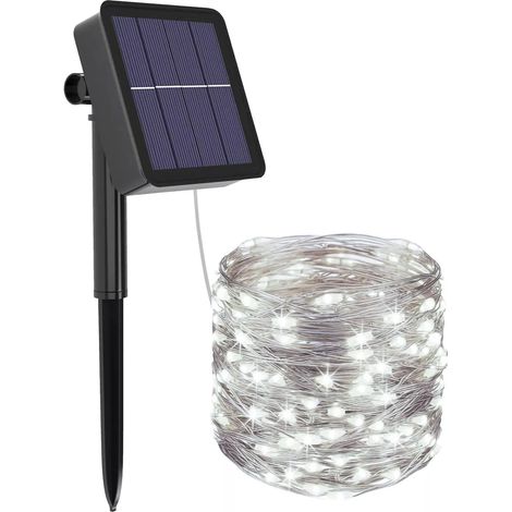 Catena di luci LED 20m per esterni con pannello solare - 8 modalità Bianco Freddo Singolo (1/5)