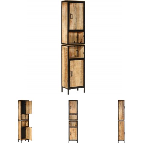 The Living Store Badschrank 40x27x180 cm Eisen und Massivholz Mango -  Badezimmerwaschtische (1/5)