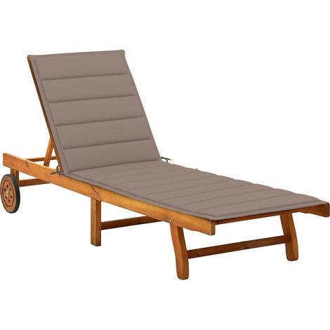 Bain de soleil avec coussin Chaise de jardin - Transat de jardin Bois d'acacia solide BV741373 - BonneVie (1/5)