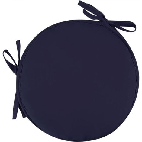 1 round navy blue garden chair cushion, 38 cm in diameter - Outdoor, Stool, Patio, Dining Room - Large cushion (1/5)