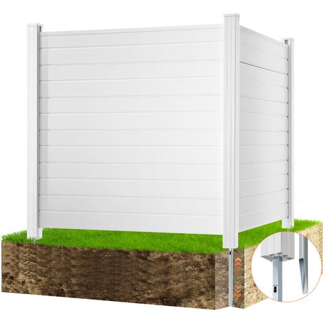 VEVOR Outdoor Privacy Screens, 50" W x 50" H Air Conditioner Fence, Pool Equipment Enclosure, Horizontal Vinyl Privacy Fence, Perfect to Enclose Trash Can and A/C Units (2-Panel) (1/5)
