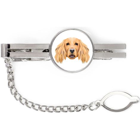 Cocker Spaniel Inglese - fermacravatta geometrico con foto e scritta Art-Dog (1/4)