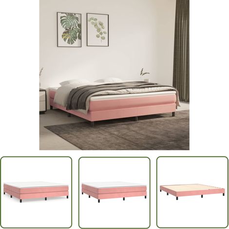 Sommier à ressorts de lit Cadre à lattes pour Lit adulte Rose 160x200 cm Velours FR28391 (1/5)