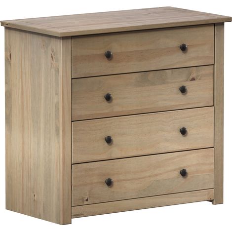 Panama 4 Drawer Chest of Drawer Solid Pine Bedroom Storage Furniture