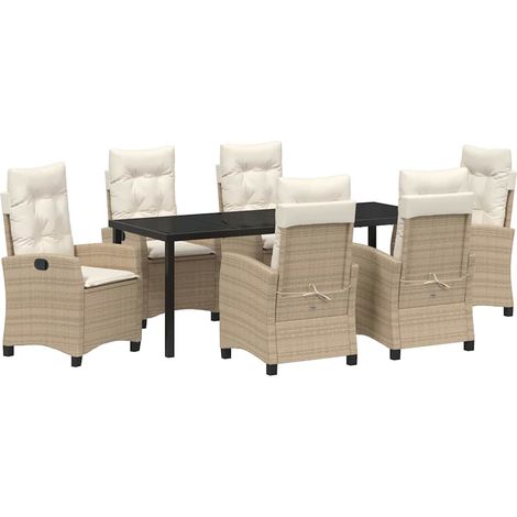 Maison Exclusive - Set da Pranzo per Giardino con cuscino 7 pcs Beige polyrattan
