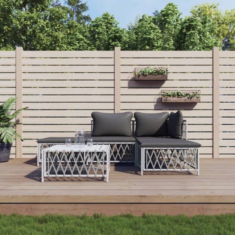 5 pcs Salon de jardin avec coussins  Salon d'extérieur  Ensemble Meuble de Jardin  Mobilier d'Extérieur blanc acier XFNRX975036 (1/5)