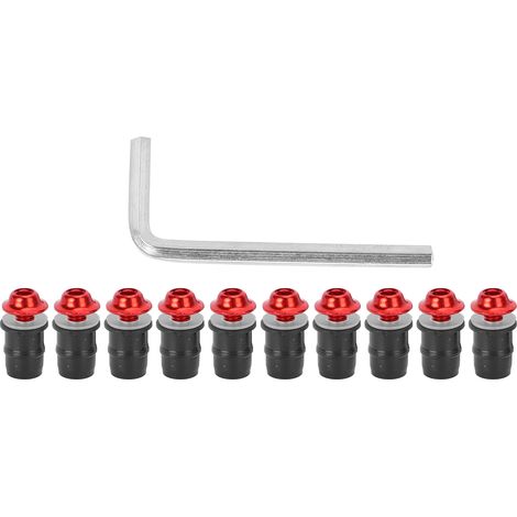 Kit de 10 vis de pare-brise universelles M5x16 mm (0,6 po) pour moto, avec clé (rouge). (1/5)