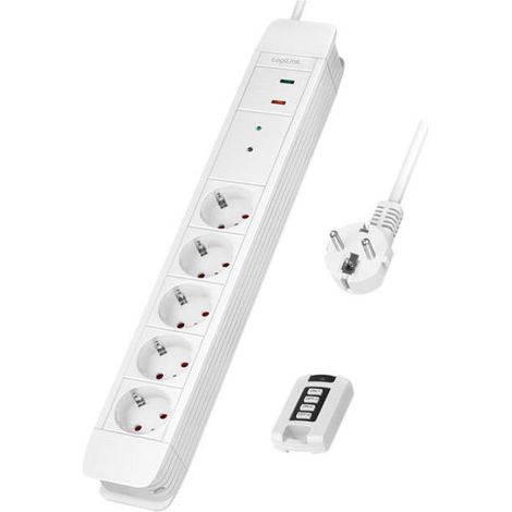 LogiLink LPS402 regleta blanca con mando a distancia 5 tomas (1/4)