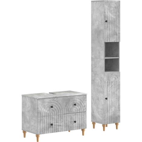 Juego de gabinete de baño de 2 piezas ALKMAAR Gris Hormigón vidaXL (1/5)