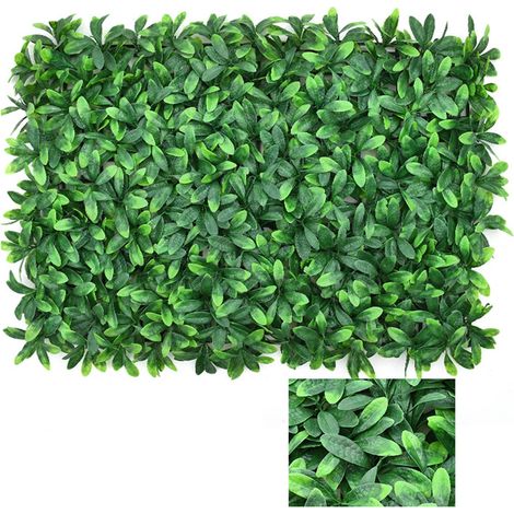 Mur Végétal Artificiel - Haie de Buis Synthétique en PE - Décoration Murale Intérieure et Extérieure - 40 x 60 cm - 1 Unité (1/4)