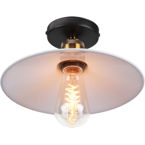 royaluxe- Lampe De Plafond En Métal Antique 22CM Plafonnier Rétro Vintage E27 60W Pour Salon, Salle À Manger, Bar, Cafétéria, Restaurant (Blanc) (1/5)